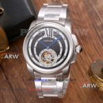 Perfect Replica Cartier Calibre de Tourbillon Stainless steel Watch